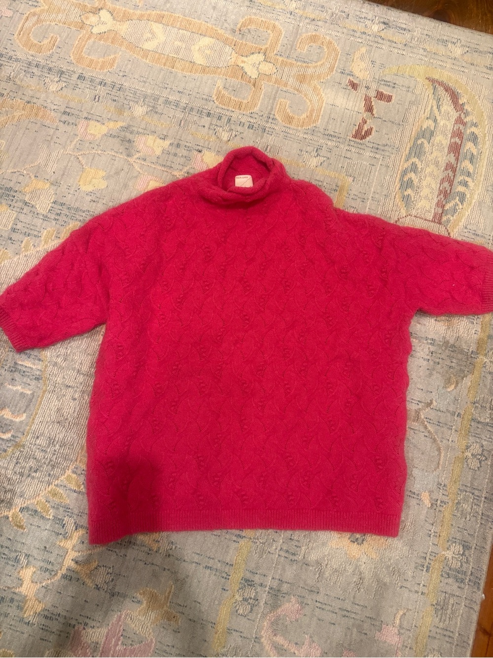 Kerisma Pink Cable Knit Mock Neck Oversized Sweater One Size